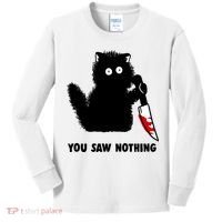 Funny Cat Cat Lovers You Saw Nothing Kids Long Sleeve Shirt thumb 0