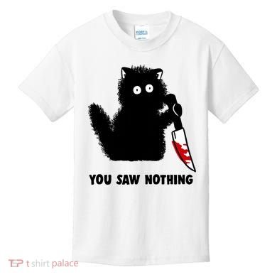 Funny Cat Cat Lovers You Saw Nothing Kids T-Shirt