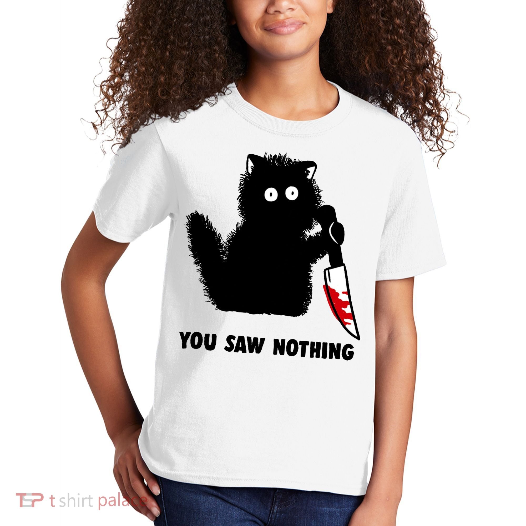 Funny Cat Cat Lovers You Saw Nothing Kids T-Shirt