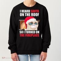 Funny Christmas Cat Hates Santa Grumpy Annoyed Cats Women's Sweatshirt thumb 0