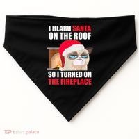 Funny Christmas Cat Hates Santa Grumpy Annoyed Cats USA-Made Doggie Bandana thumb 0