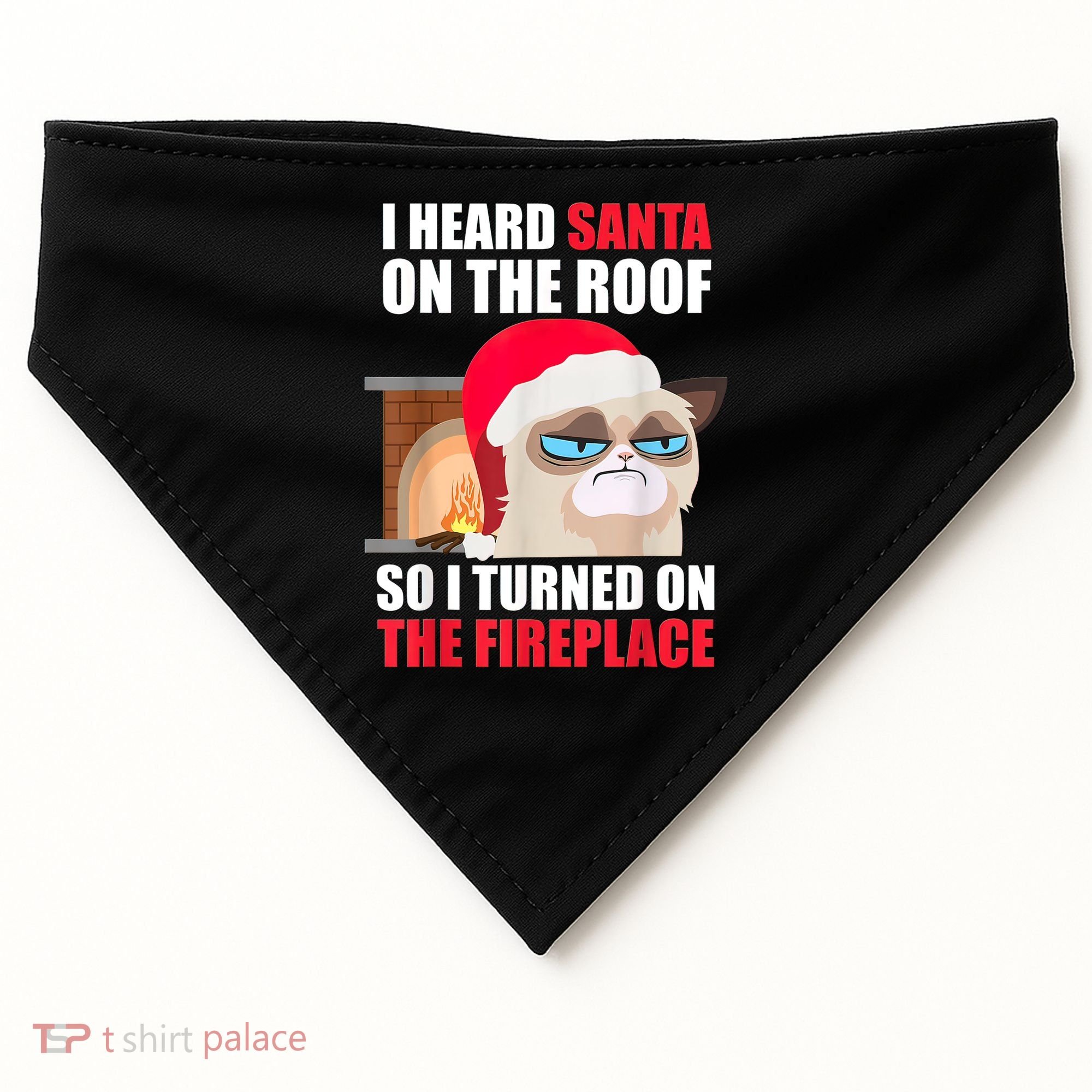 Funny Christmas Cat Hates Santa Grumpy Annoyed Cats USA-Made Doggie Bandana
