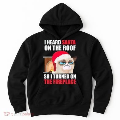 Funny Christmas Cat Hates Santa Grumpy Annoyed Cats Hoodie