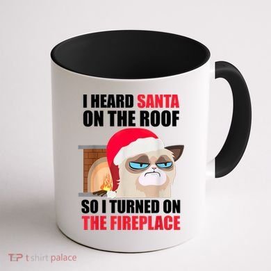 Funny Christmas Cat Hates Santa Grumpy Annoyed Cats Coffee Mug back