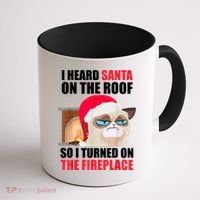 Funny Christmas Cat Hates Santa Grumpy Annoyed Cats Coffee Mug thumb 1