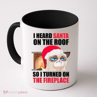 Funny Christmas Cat Hates Santa Grumpy Annoyed Cats Coffee Mug