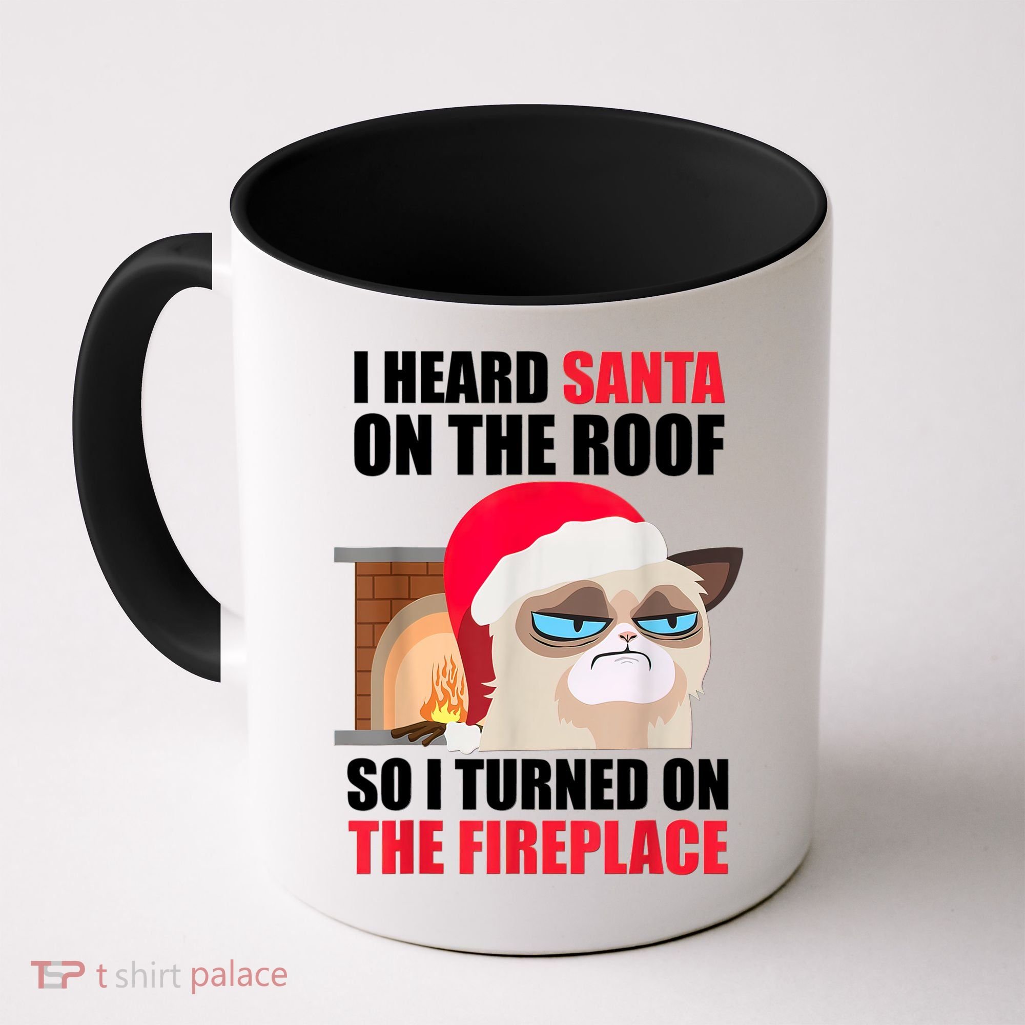 Funny Christmas Cat Hates Santa Grumpy Annoyed Cats Coffee Mug