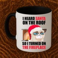 Funny Christmas Cat Hates Santa Grumpy Annoyed Cats Coffee Mug thumb 2