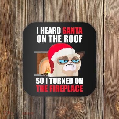 Funny Christmas Cat Hates Santa Grumpy Annoyed Cats Coaster