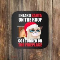 Funny Christmas Cat Hates Santa Grumpy Annoyed Cats Coaster thumb 0