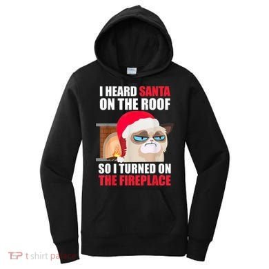 Funny Christmas Cat Hates Santa Grumpy Annoyed Cats Women's Hoodie
