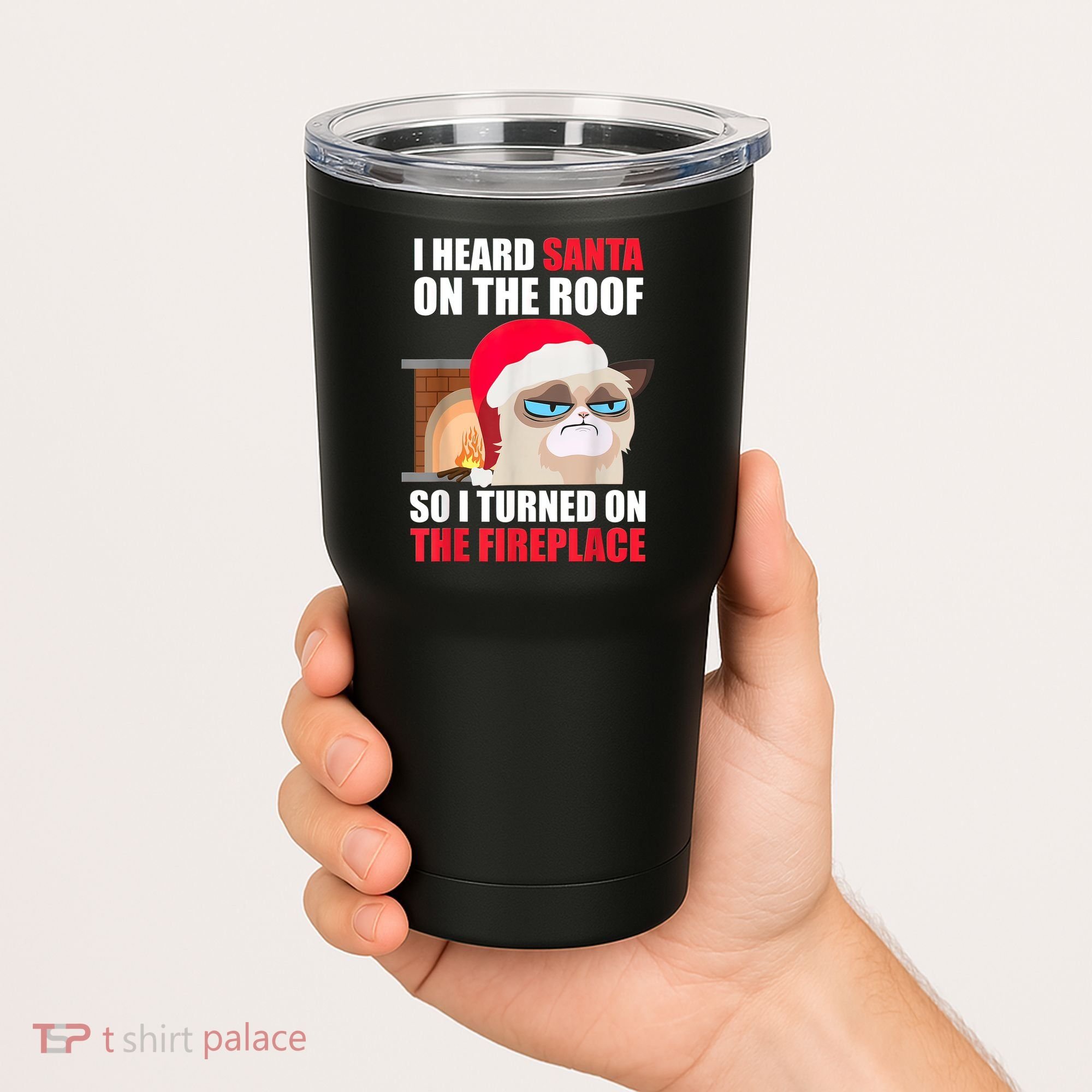 Funny Christmas Cat Hates Santa Grumpy Annoyed Cats Tumbler