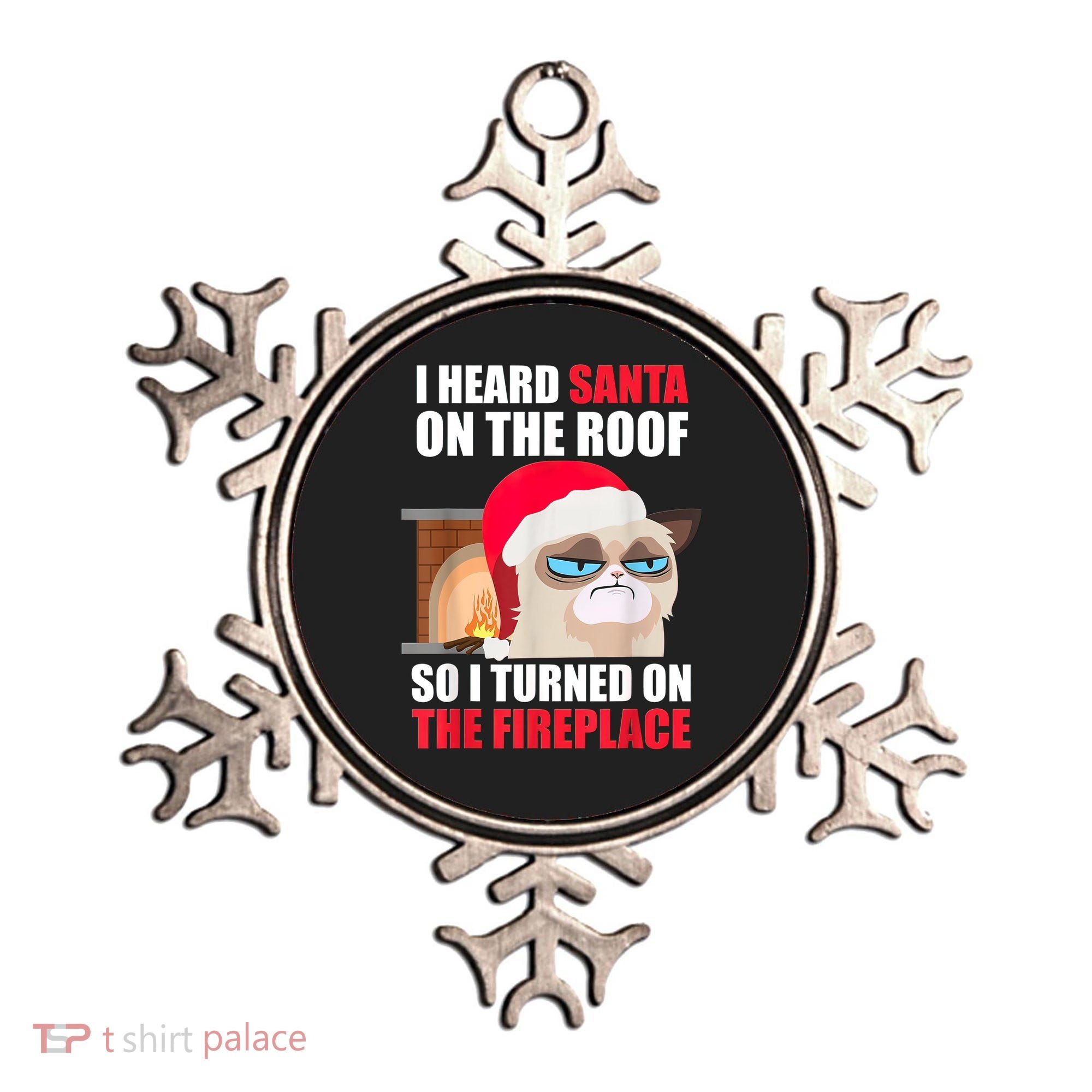 Funny Christmas Cat Hates Santa Grumpy Annoyed Cats Ornament