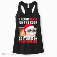 Funny Christmas Cat Hates Santa Grumpy Annoyed Cats Women's Tank Top thumb 0