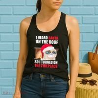 Funny Christmas Cat Hates Santa Grumpy Annoyed Cats Women's Tank Top thumb 2