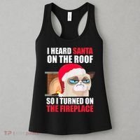 Funny Christmas Cat Hates Santa Grumpy Annoyed Cats Women's Tank Top thumb 3