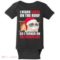 Funny Christmas Cat Hates Santa Grumpy Annoyed Cats Baby Bodysuit thumb 0