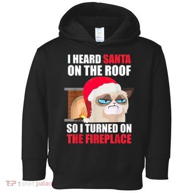 Funny Christmas Cat Hates Santa Grumpy Annoyed Cats Toddler Hoodie