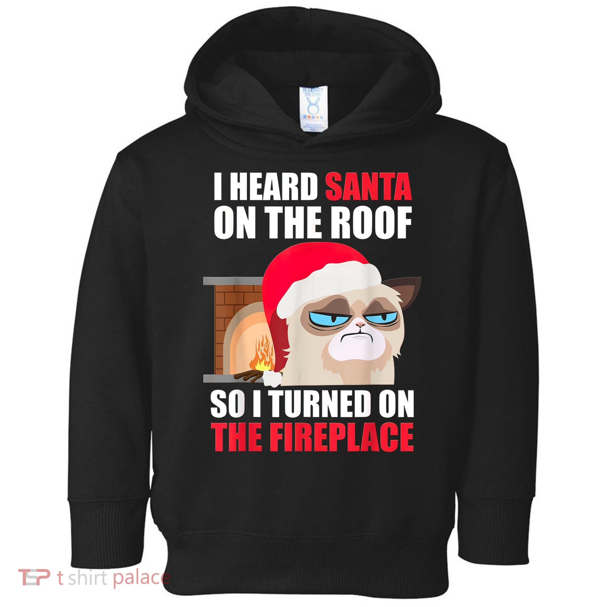 Funny Christmas Cat Hates Santa Grumpy Annoyed Cats Toddler Hoodie