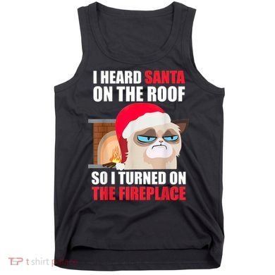 Funny Christmas Cat Hates Santa Grumpy Annoyed Cats Tank Top