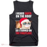 Funny Christmas Cat Hates Santa Grumpy Annoyed Cats Tank Top thumb 0