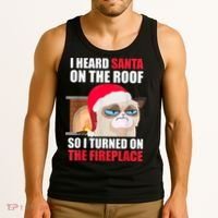 Funny Christmas Cat Hates Santa Grumpy Annoyed Cats Tank Top thumb 3