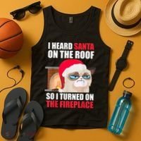 Funny Christmas Cat Hates Santa Grumpy Annoyed Cats Tank Top thumb 4