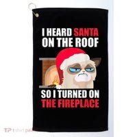 Funny Christmas Cat Hates Santa Grumpy Annoyed Cats Golf Towel thumb 0