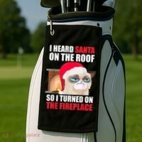 Funny Christmas Cat Hates Santa Grumpy Annoyed Cats Golf Towel thumb 2