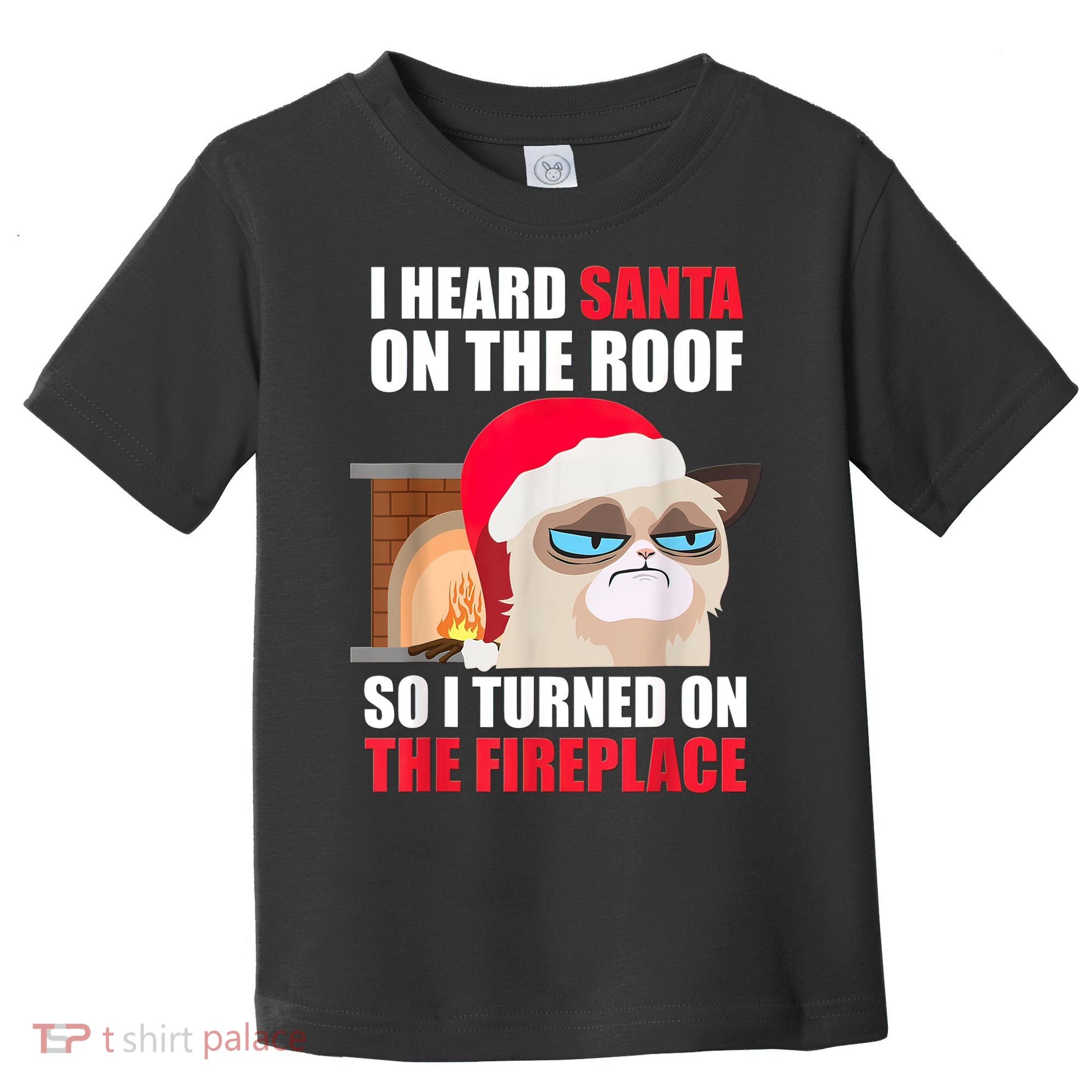 Funny Christmas Cat Hates Santa Grumpy Annoyed Cats Toddler T-Shirt