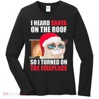 Funny Christmas Cat Hates Santa Grumpy Annoyed Cats Women's Long Sleeve Shirt thumb 0