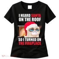 Funny Christmas Cat Hates Santa Grumpy Annoyed Cats Women's T-Shirt thumb 0