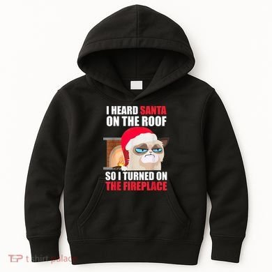 Funny Christmas Cat Hates Santa Grumpy Annoyed Cats Kids Hoodie