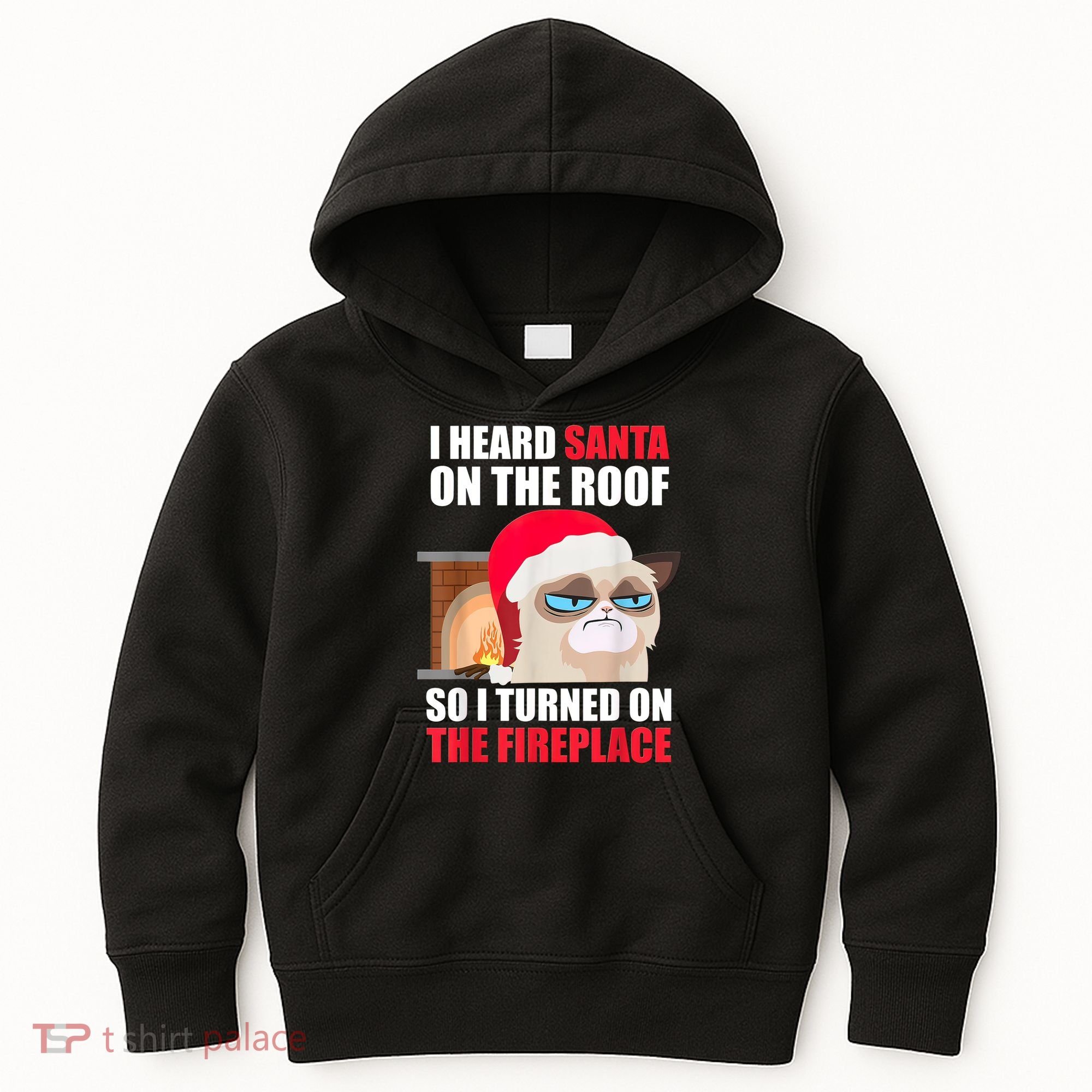 Funny Christmas Cat Hates Santa Grumpy Annoyed Cats Kids Hoodie