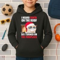 Funny Christmas Cat Hates Santa Grumpy Annoyed Cats Kids Hoodie thumb 2