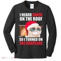 Funny Christmas Cat Hates Santa Grumpy Annoyed Cats Kids Long Sleeve Shirt thumb 0