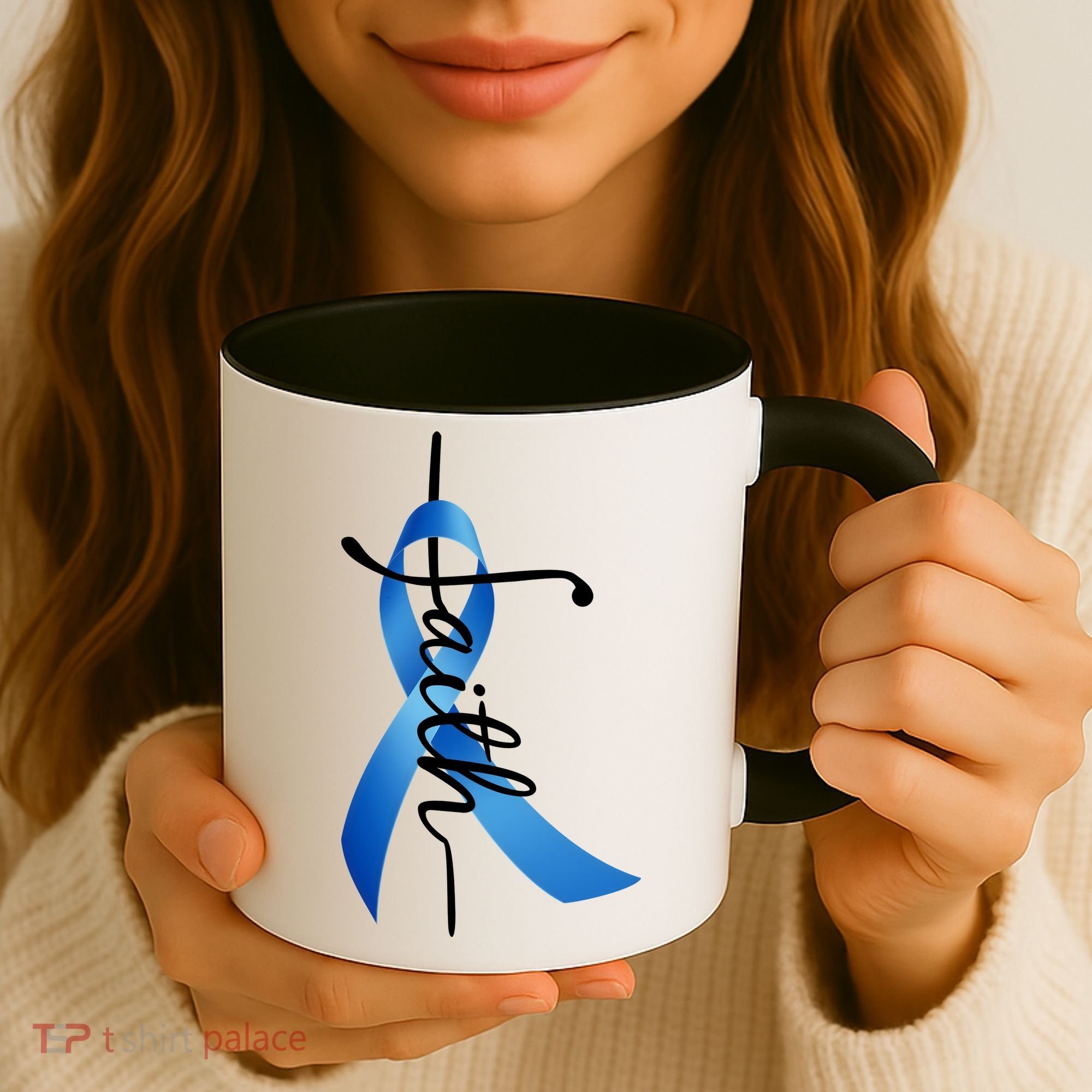 Faith Colon Cancer Cross Ribbon Coffee Mug