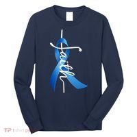 Faith Colon Cancer Cross Ribbon Long Sleeve Shirt thumb 0