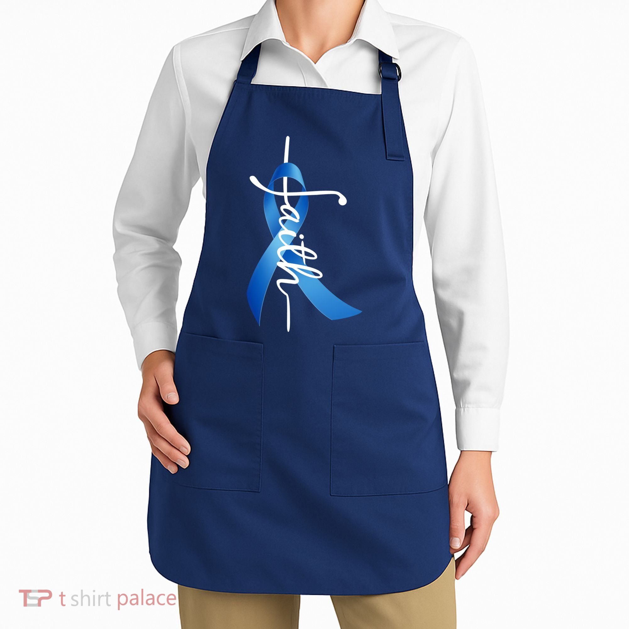 Faith Colon Cancer Cross Ribbon Apron