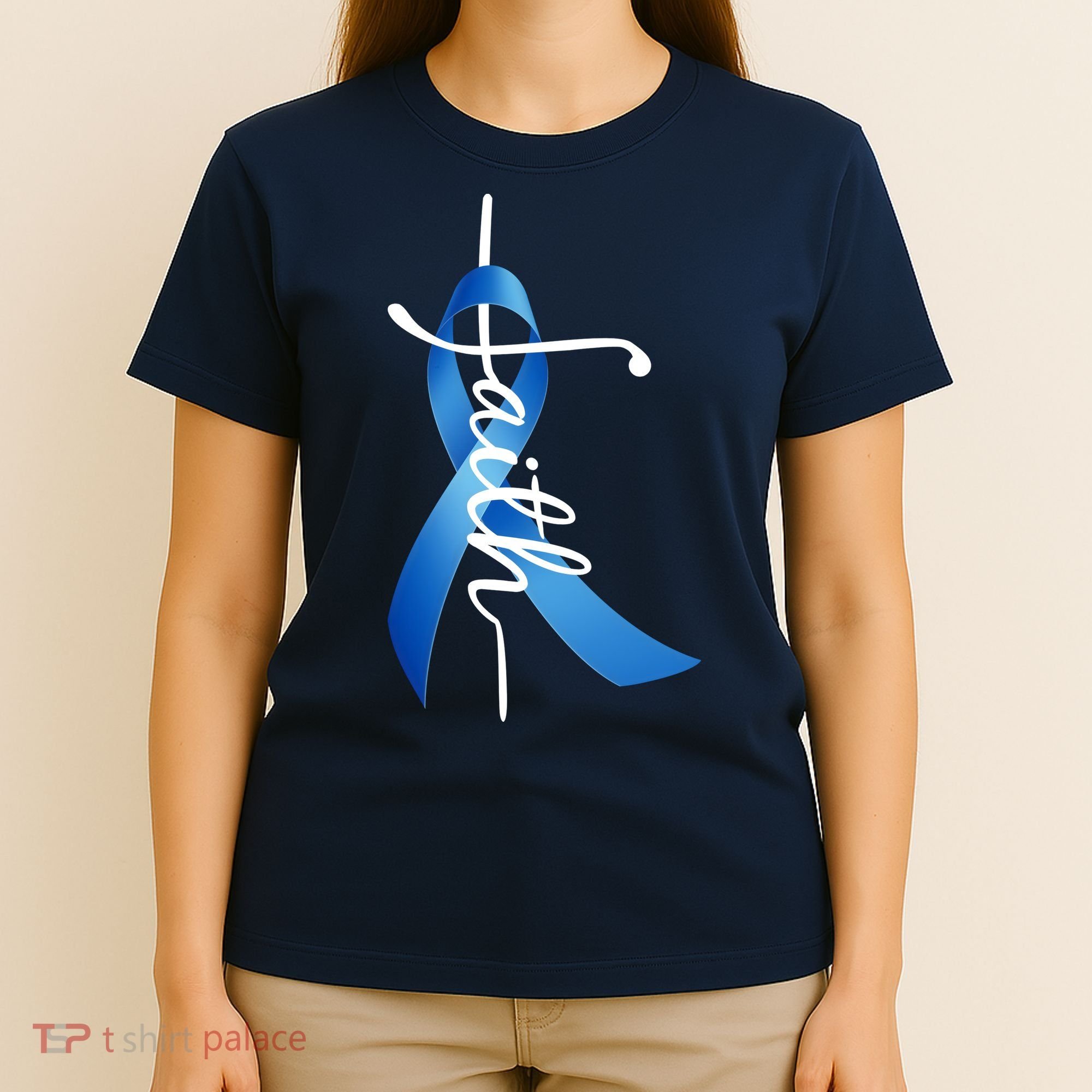 Faith Colon Cancer Cross Ribbon T-Shirt