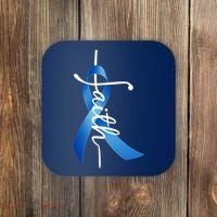 Faith Colon Cancer Cross Ribbon Coaster thumb 0