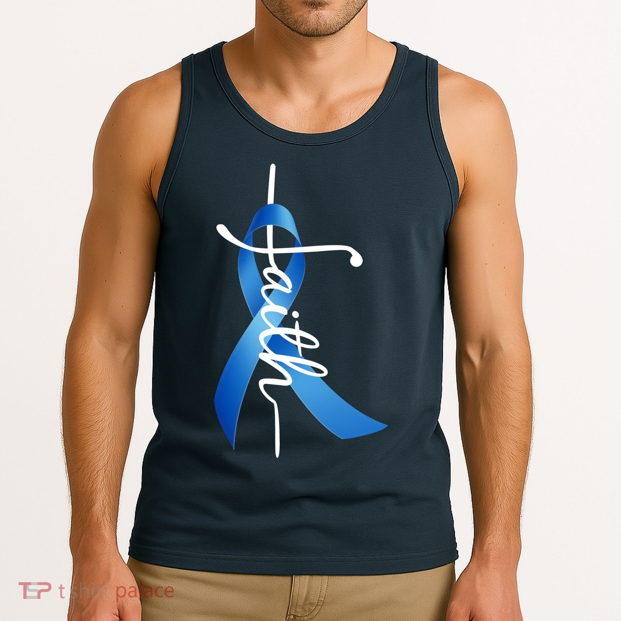Faith Colon Cancer Cross Ribbon Tank Top