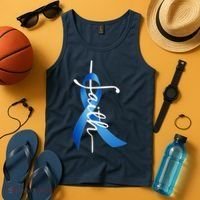 Faith Colon Cancer Cross Ribbon Tank Top thumb 4