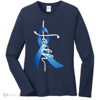Faith Colon Cancer Cross Ribbon Women's Long Sleeve Shirt thumb 0