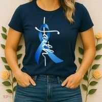 Faith Colon Cancer Cross Ribbon Women's T-Shirt thumb 2