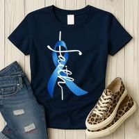 Faith Colon Cancer Cross Ribbon Women's T-Shirt thumb 3