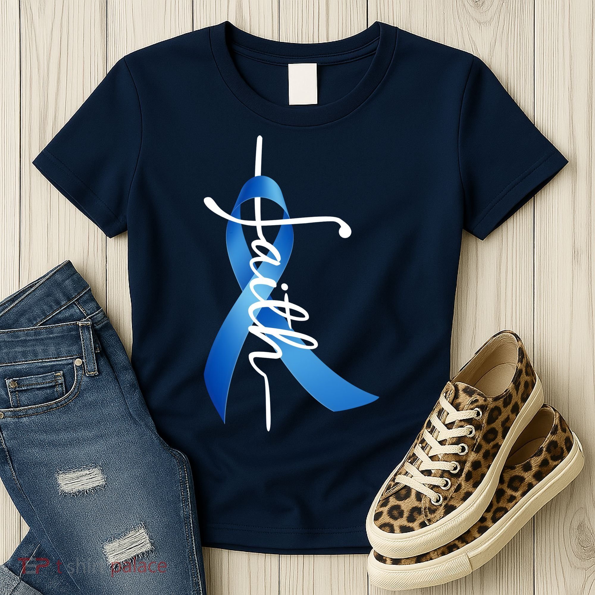Faith Colon Cancer Cross Ribbon Women's T-Shirt