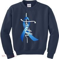 Faith Colon Cancer Cross Ribbon Kids Sweatshirt thumb 0