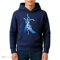 Faith Colon Cancer Cross Ribbon Kids Hoodie thumb 4