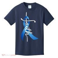 Faith Colon Cancer Cross Ribbon Kids T-Shirt thumb 0